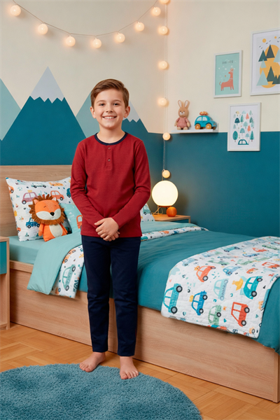 Erkek Çocuk İnterlok Bisiklet Yaka Pijama Takımı | Bordo 204