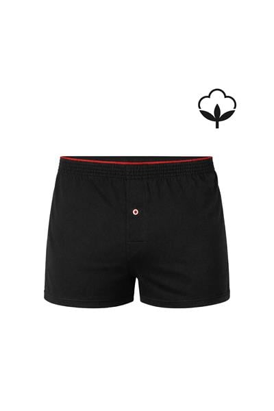 5li Paket Şardonlu Pamuklu Düğmeli Penye Erkek Boxer | Siyah K0041