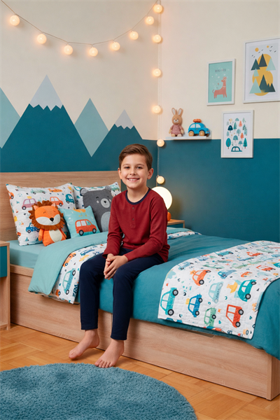 Erkek Çocuk İnterlok Bisiklet Yaka Pijama Takımı | Bordo 204