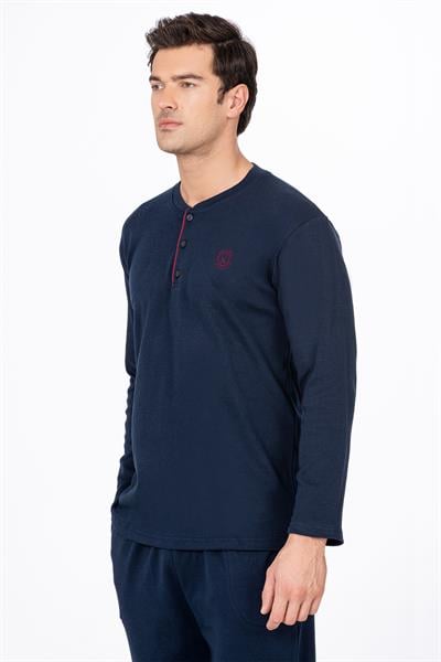 Erkek Düğmeli Yaka Pijama Takımı | Lacivert 031