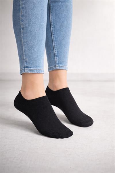 3lü Paket Kadın Siyah Pamuklu Patik Çorap