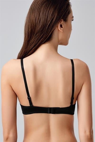 Kadın B Kap Desteksiz Basic Saten Görünümlü Sütyen | Siyah 7025