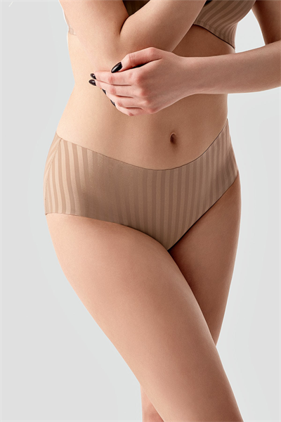 Kadın Seamless Şerit Efektli Bato Külot | Cappuccino 9212