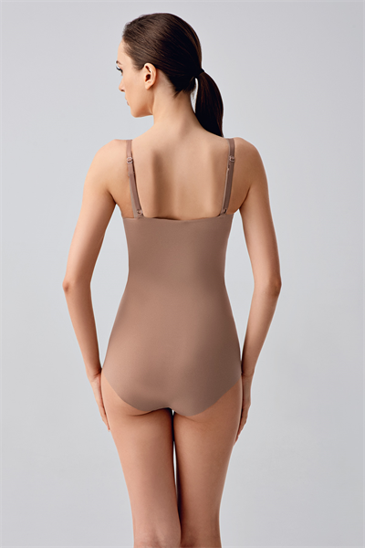 Kadın Lazer Kesim Askılı Slip Korse | Cappuccino 9240