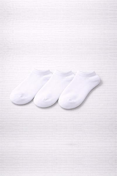 3lü Paket Erkek Beyaz Pamuklu Patik Çorap