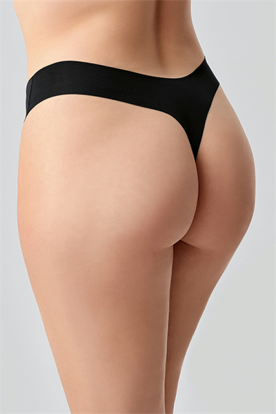 Kadın String Lazer Kesim Slip Külot | Siyah 9207