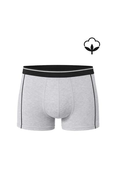 5li Paket Erkek Biyeli Pamuklu Likralı Boxer | Gri Melanj K11314