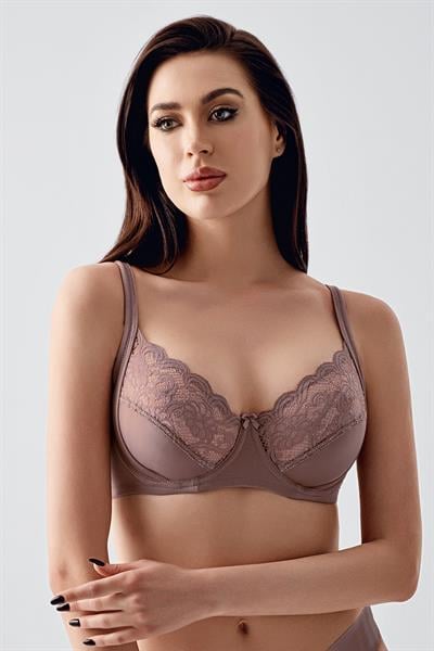 Kadın C Kap Balenli Toparlayıcı Dantelli Sütyen | Cappuccino 6000