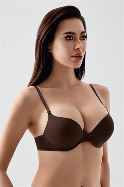 Kadın Push-Up Etkili Destekli Saten Görünümlü Sütyen | Kahve 7030