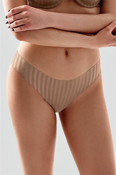 Kadın Seamless Şerit Efektli Slip Külot | Cappuccino 9213
