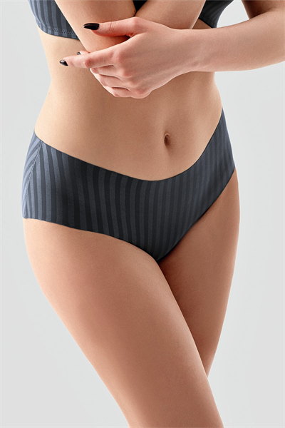 Kadın Seamless Şerit Efektli Bato Külot | Antrasit 9212