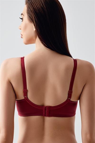 Kadın C Kap Balenli Tül Detaylı Toparlayıcı Sütyen | Bordo 2304