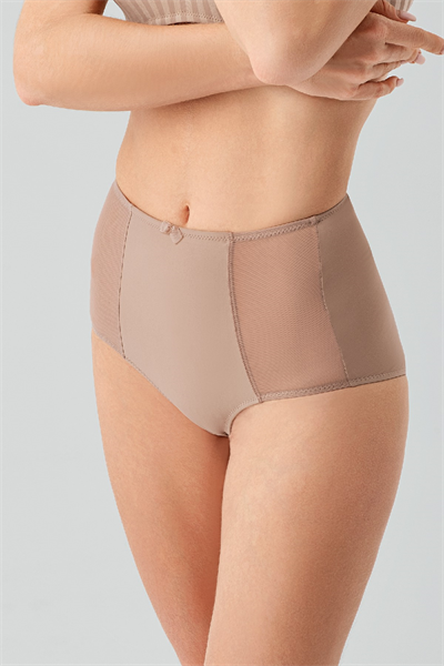 Kadın Tül Detay Yüksel Bel Korseli Bato Külot | Cappuccino 9304