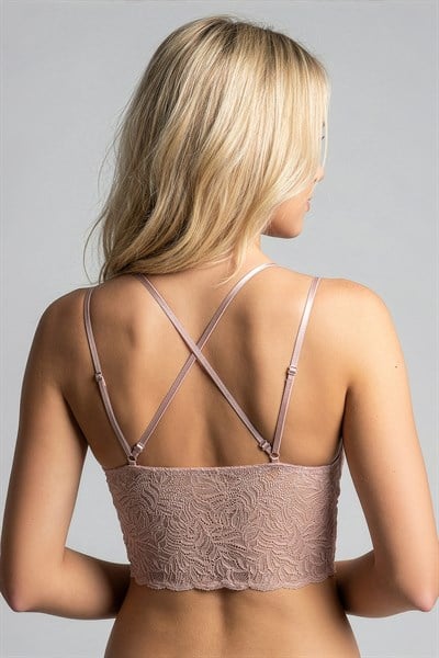 Dantel Çiçek Motifli Crop Bralet | Cappuccino 8427