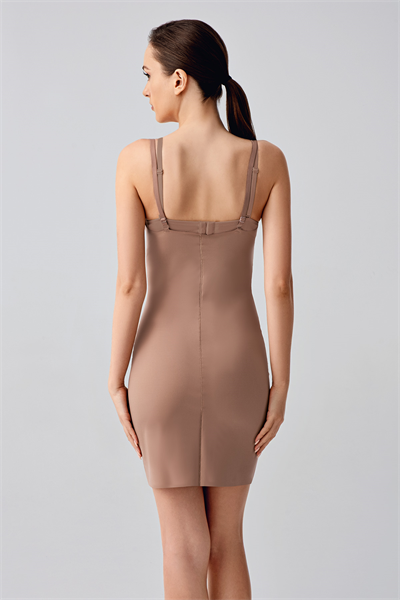 Kadın Boydan Toparlayıcı Askılı Elbise Korse | Cappuccino 9220-A