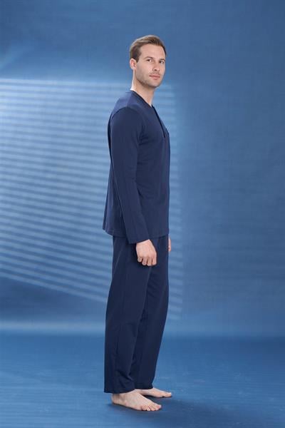 Erkek Penye Süprem Genç Önü Patlı Pijama Takım | Lacivert 2109