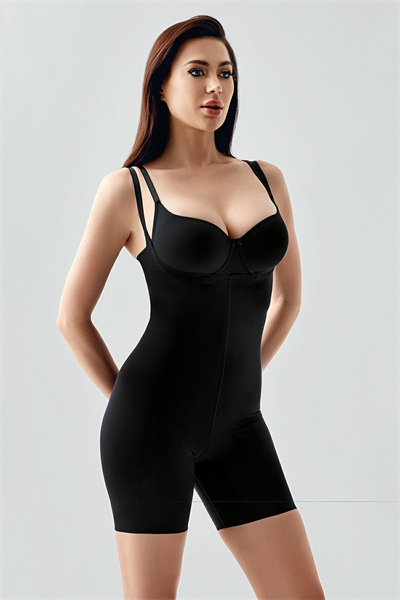 Kadın Toparlayıcı Askılı Şort Korse | Siyah 9230-A