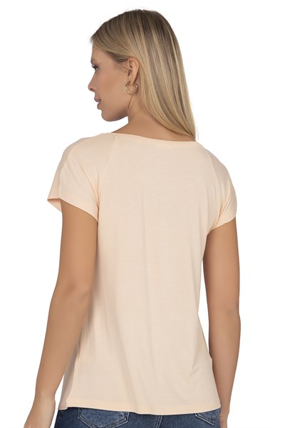 Kadın Viskon Çiçek Desenli Kısa Kol Bluz | Pudra 26533