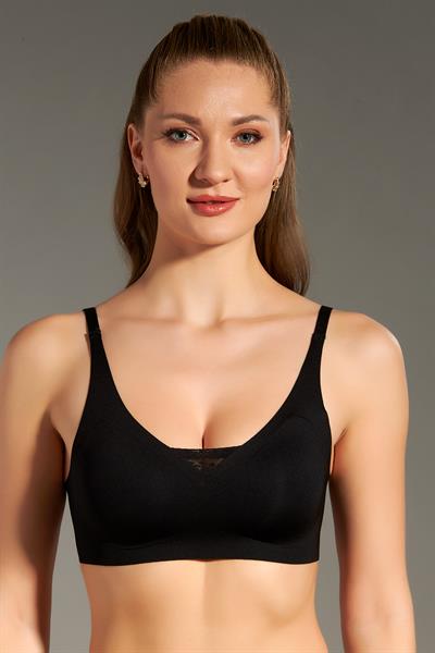 Desteksiz Ayarlanabilir Askılı Pedli Lazer Sütyen | Siyah 6110