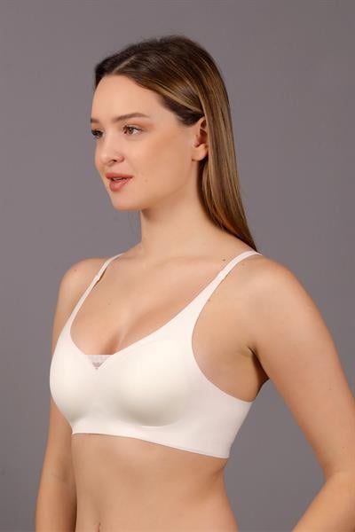 Desteksiz Ayarlanabilir Askılı Pedli Lazer Sütyen | Ekru 6110