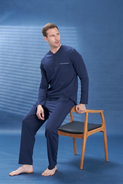 Erkek Penye Süprem Genç Önü Patlı Pijama Takım | Lacivert 2109