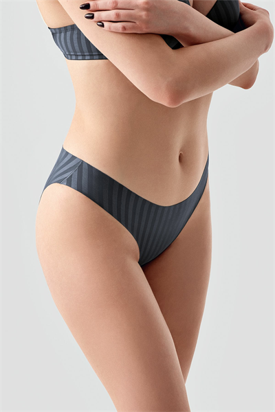 Kadın Seamless Şerit Efektli Slip Külot | Antrasit 9213