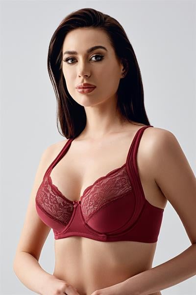 Kadın D Kap Dantelli Toparlayıcı Sütyen | Bordo 6000