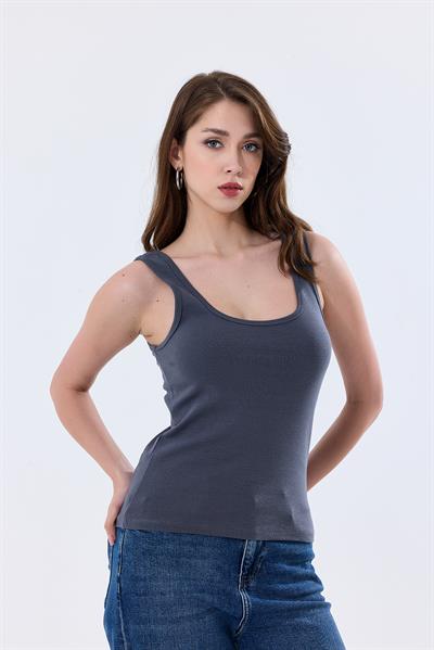 Basic Ekstra Yumusak Atlet Tişört | Antrasit 27119