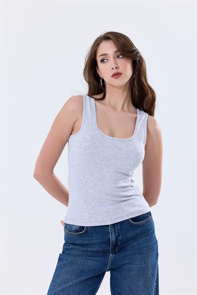 Basic Ekstra Yumusak Atlet Tişört | Gri 27119