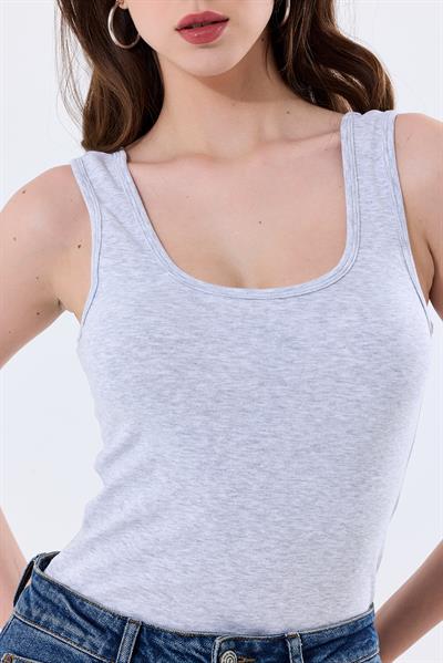 Basic Ekstra Yumusak Atlet Tişört | Gri 27119