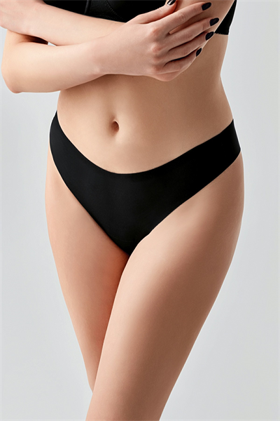 Kadın String Lazer Kesim Slip Külot | Siyah 9207