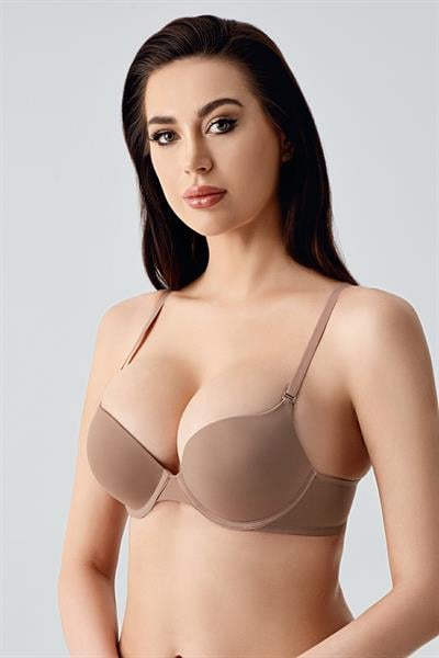 Kadın Push-Up Etkili Destekli Saten Görünümlü Sütyen | Cappuccino 7030