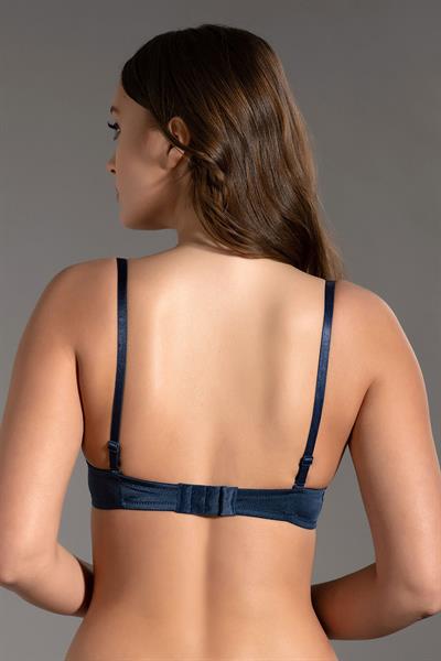 Kadın Push-Up Etkili Destekli Saten Görünümlü Sütyen | Lacivert 7030