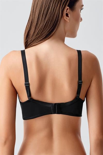 Kadın D Kap Balenli Toparlayıcı Dantelli Desteksiz Sütyen | Siyah 8112