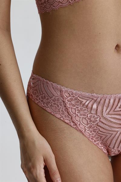 Dantel Çiçek Motifli Destekli Büstiyer Takım | Pembe 667