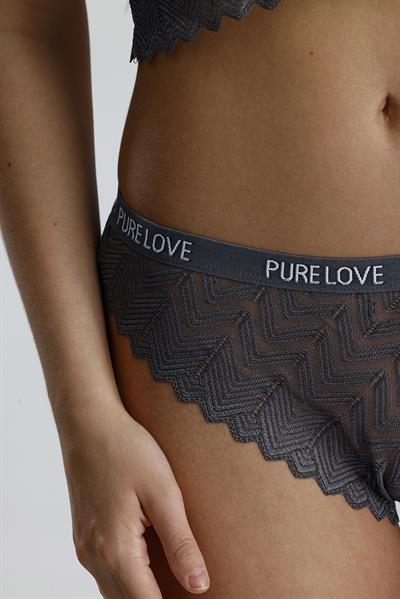 Dantelli Yazı Detay Desteksiz Bralet Takım | Gri 285