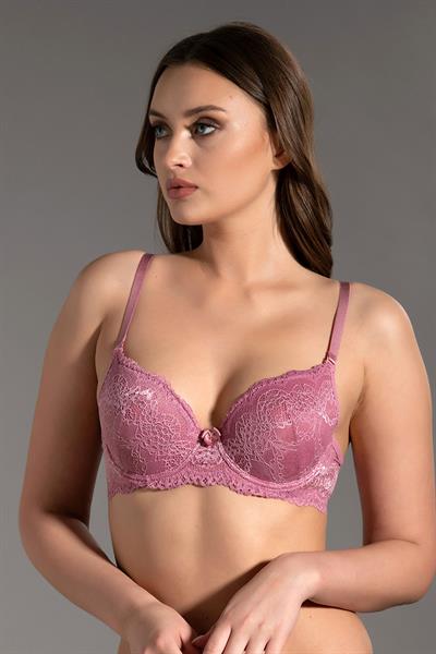 Dantel Tasarım Basic Boş Kap Sütyen | Gül Kurusu 1781