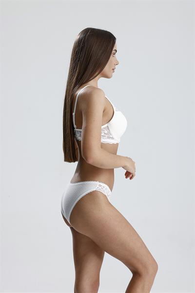 Dantel Jakarlı Destekli Sütyen Takım  | Ekru 665