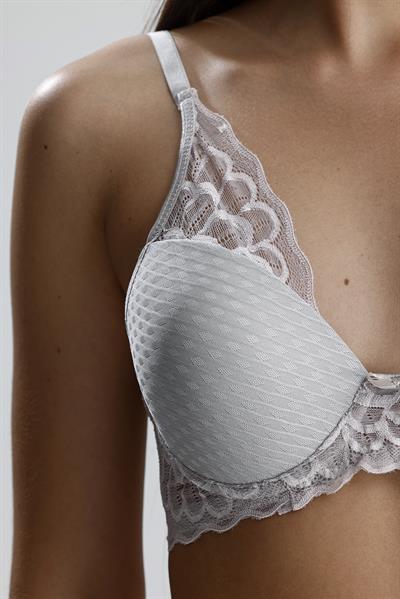 Dantel Jakarlı Destekli Sütyen Takım | Gri 665