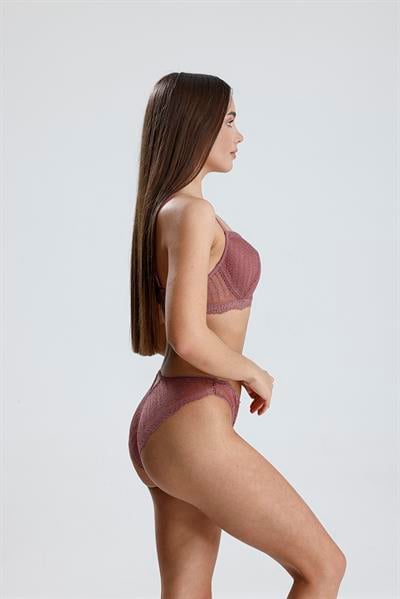 Dantel Motifli Cut Out Destekli Sütyen Takım | Gül Kurusu  210