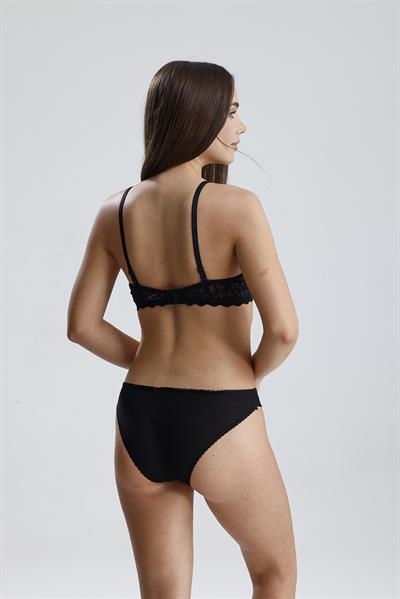 Dantel Jakarlı Destekli Sütyen Takım | Siyah 665