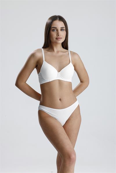 Destekli Ribana Dokulu Sütyen Takım  | Ekru 965