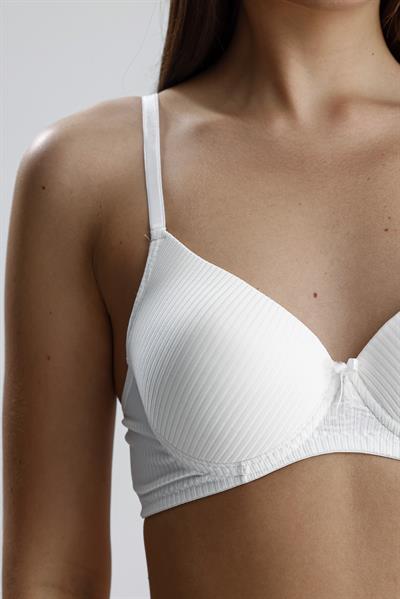 Destekli Ribana Dokulu Sütyen Takım  | Ekru 965