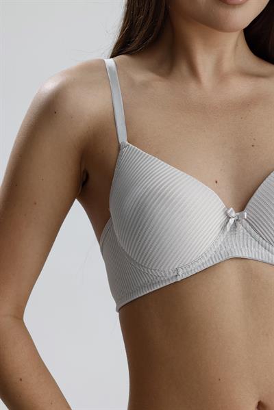 Destekli Ribana Dokulu Sütyen Takım  | Gri 965