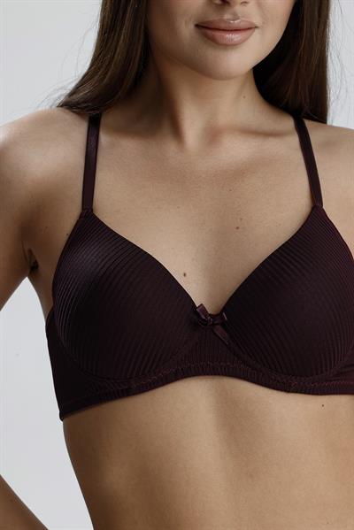 Destekli Ribana Dokulu Sütyen Takım  | Mürdüm 965