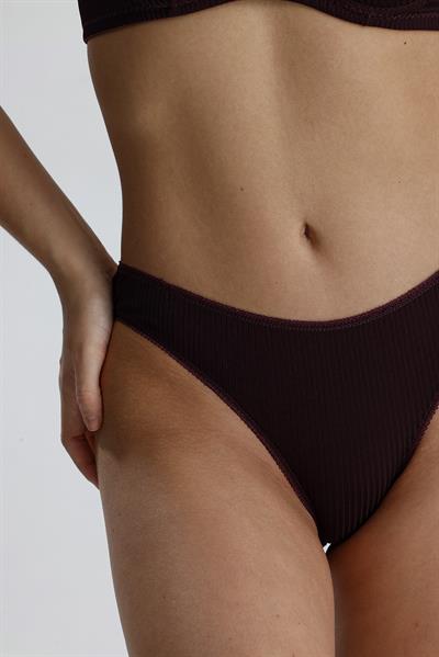 Destekli Ribana Dokulu Sütyen Takım  | Mürdüm 965