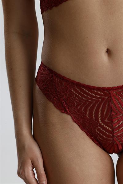 Dantel Çiçek Motifli Destekli Büstiyer Takım | Bordo 667