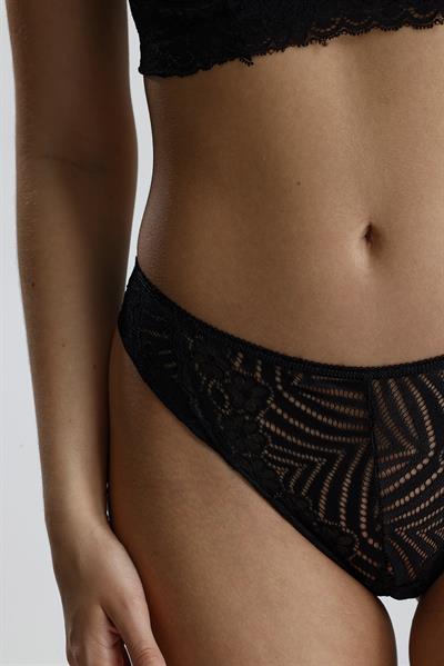 Dantel Çiçek Motifli Destekli Büstiyer Takım | Siyah 667