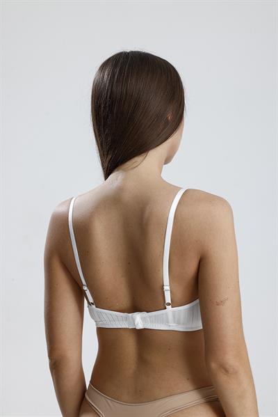 Destekli Dantel Detay Jakarlı Sütyen | Ekru 133