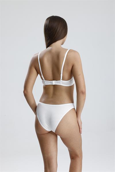 Jakarlı Saten Görünümlü Destekli Sütyen Takım | Ekru  230